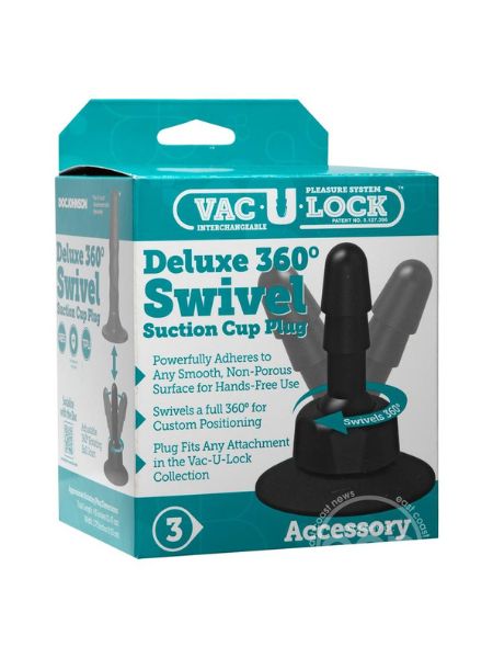 VAC U LOCK DELUXE 360 SWIVEL SUCTION CUP PLUG - BLACK