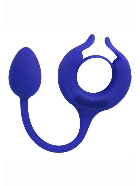 ADMIRAL PLUG AND PLUG WEIGHTED SILICONE COCK RING - BLUE