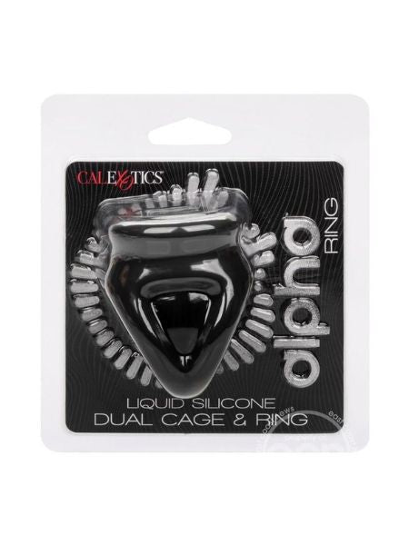 ALPHA LIQUID SILICONE DUAL CAGE & RING - BLACK