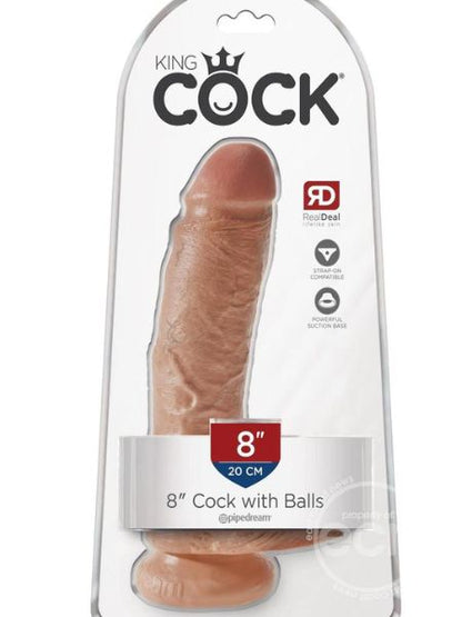 KING COCK DILDO WITH BALLS 8 INCH