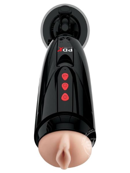 RECHARGEABLE DIRTY TALK STARTER MASTURBATOR - PUSSY - VANILLA/BLACK