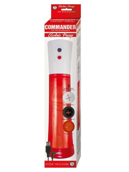 COMMANDER ELECTRIC RECHARGEABLE PENIS PUMP - RED