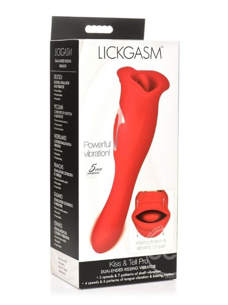 DUAL ENDED KISSING MOTION & TONGUE RECHARGEABLE SILICONE VIBRATOR - RED