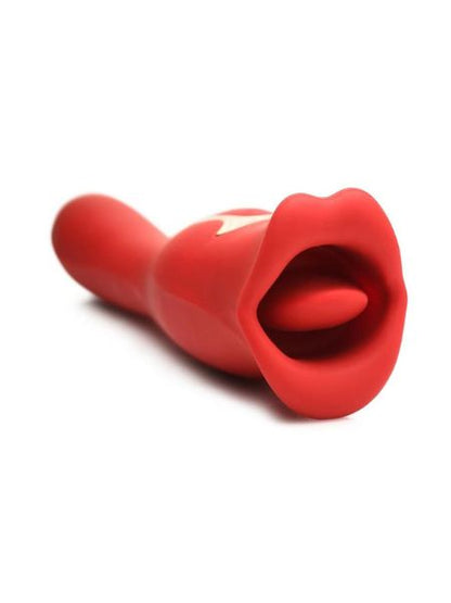 DUAL ENDED KISSING MOTION & TONGUE RECHARGEABLE SILICONE VIBRATOR - RED