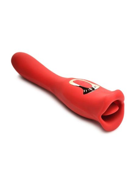 DUAL ENDED KISSING MOTION & TONGUE RECHARGEABLE SILICONE VIBRATOR - RED