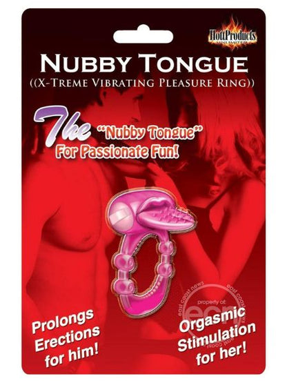 NUBBIE TONGUE VIBRATING SILICONE COCK RING WATERPROOF MAGENTA