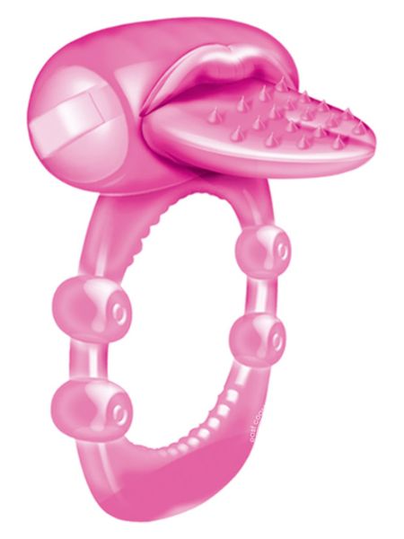 NUBBIE TONGUE VIBRATING SILICONE COCK RING WATERPROOF MAGENTA