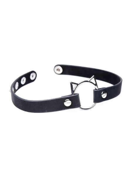 KINKY KITTY ADJUSTABLE RING CHOKER SLIM - BLACK