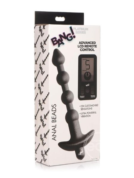 BANG 25X RECHARGEABLE SILICONE ANAL BEADS WITH REMOTE CONTROL - BLACK