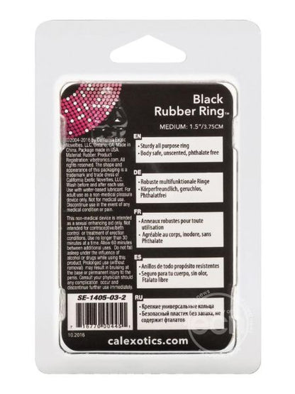 BLACK RUBBER COCK RINGS - MEDIUM