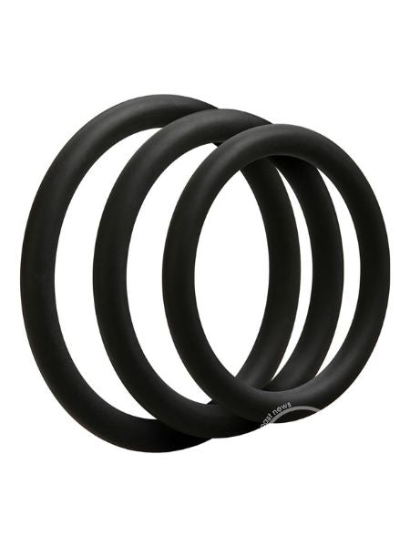 OPTIMALE 3 C - RING SET SILICONE COCK RING THIN ( 3 PACK ) - BLACK