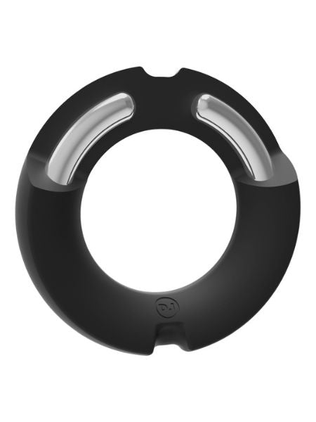 Kink Stretchable Silicone-Covered Metal Cock Ring - 35mm - Black