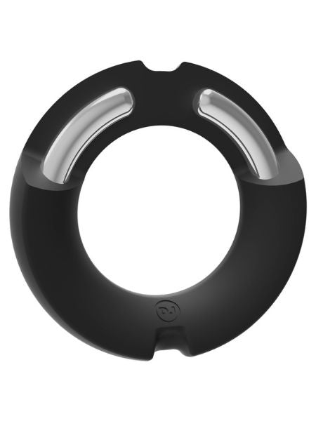 Kink Stretchable Silicone-Covered Metal Cock Ring - 50mm - Black