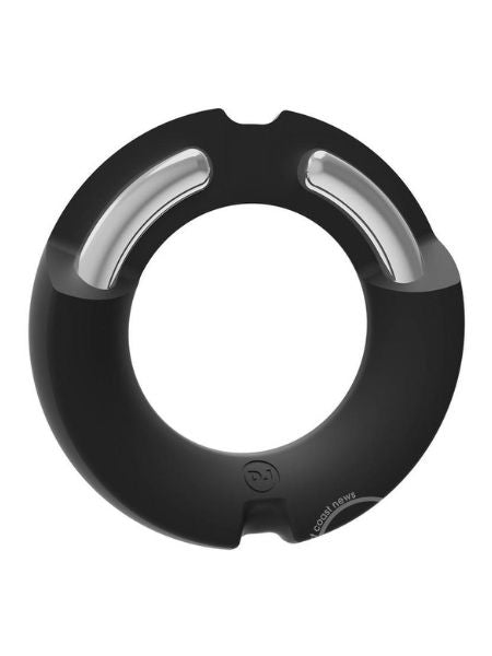 Kink Stretchable Silicone-Covered Metal Cock Ring - 45mm - Black