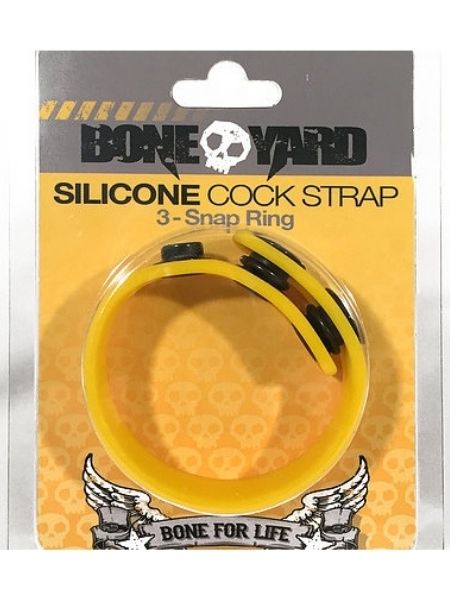 BONEYARD SILICONE COCK STRAP 3 -SNAP RING - YELLOW