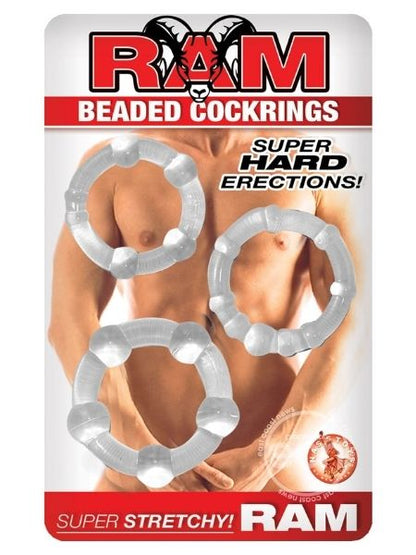 BEADED COCK RINGS ( 3 PACK ) - CLEAR