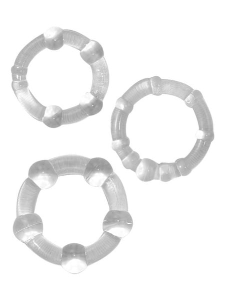 BEADED COCK RINGS ( 3 PACK ) - CLEAR