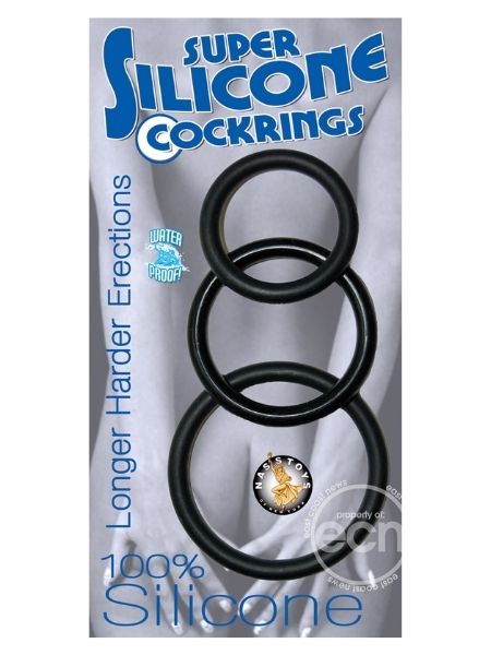 SUPER SILICONE COCK RINGS - BLACK