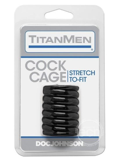 TITANMEN RIBBED STRETCH -TO-FIT COCK CAGE - BLACK