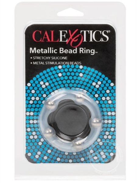 METALLIC BEAD RING SILICONE COCK RING - CLEAR