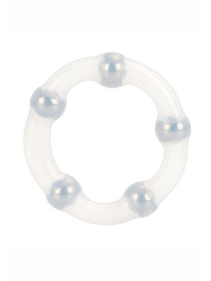 METALLIC BEAD RING SILICONE COCK RING - CLEAR