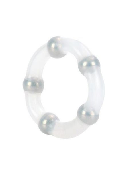 METALLIC BEAD RING SILICONE COCK RING - CLEAR