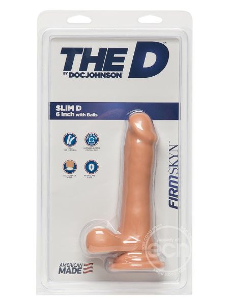 THE D SLIM D FIRMSKYN DILDO WITH BALLS 6 IN