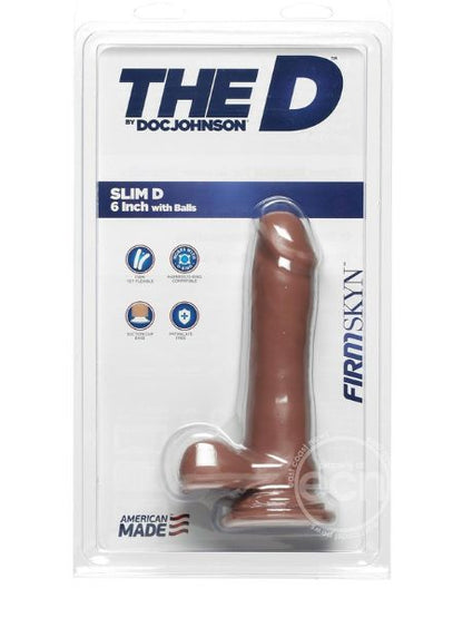 THE D SLIM D FIRMSKYN DILDO WITH BALLS 6 IN