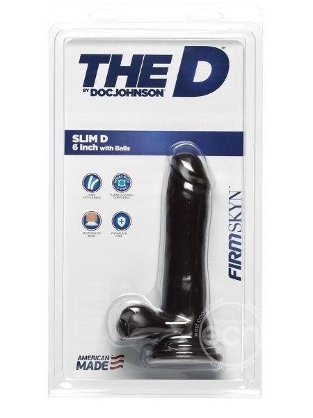 THE D SLIM D FIRMSKYN DILDO WITH BALLS 6 IN