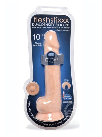 FLESHSTIXX DUAL DENSITY SILICONE BENDABLE DONG WITH BALLS 10 IN