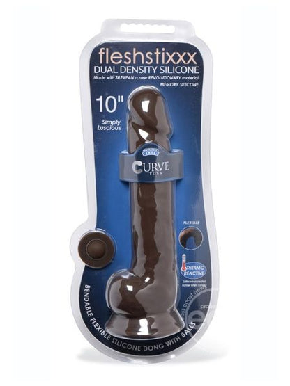 FLESHSTIXX DUAL DENSITY SILICONE BENDABLE DONG WITH BALLS 10 IN