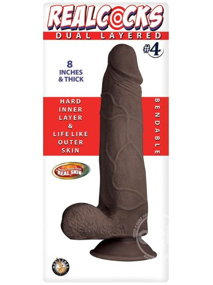 DUAL LAYERED # 4 BENDABLE THICK DILDO 8 INCH