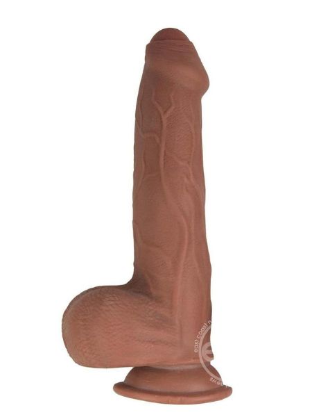 REALCOCKS DUAL LAYERED UNCUT SLIDER FAT DICK DILDO 9 IN - BROWN