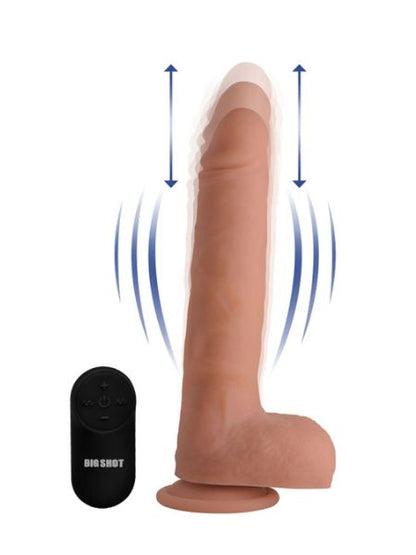 LIQUID SILICONE THRUSTING DILDO WITH  BALLS - 9 INCH