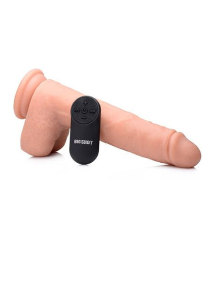 LIQUID SILICONE THRUSTING DILDO WITH  BALLS - 9 INCH