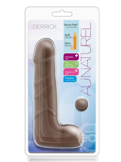 NATURAL DERRICK DILDO 7 INCH - CHOCOLATE