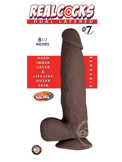 REALLOCKS DUAL LAYERED # 7 BENDABLE  DILDO 8.5 INCH