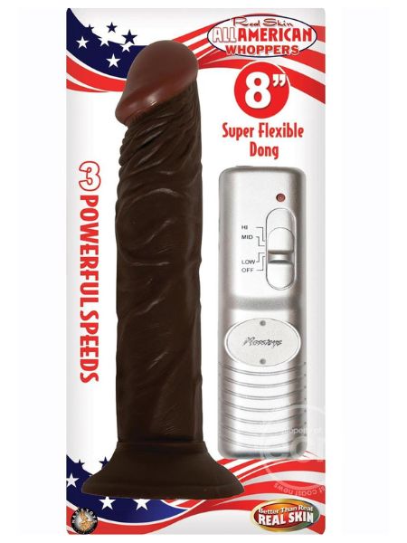 REAL SKIN ALL AMERICAN WHOPPER VIBRATING 8″ STRAIGHT DONG