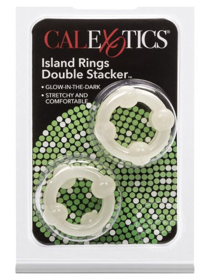 ISLAND RINGS DOUBLE STACKER COCK RINGS ( 2 PIECE ) - GLOW IN THE DARK