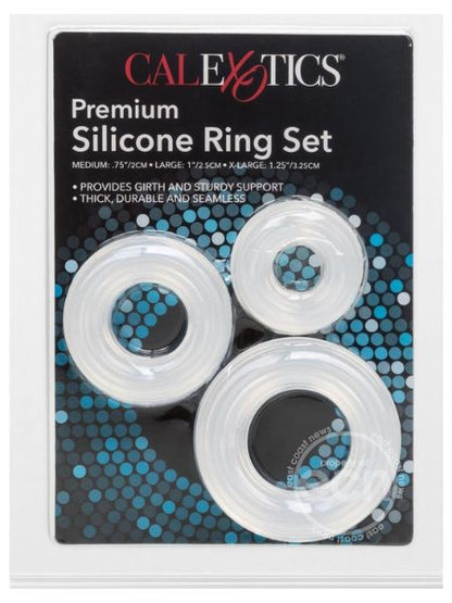 PREMIUM SILICONE COCK RING SET ( 3 PIECE SET ) - CLEAR