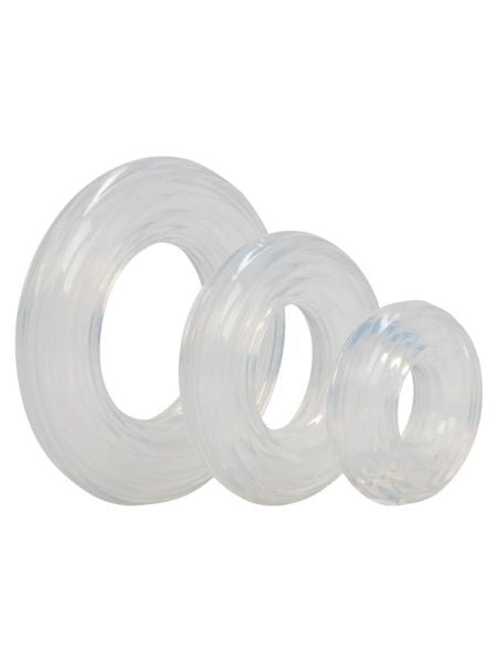 PREMIUM SILICONE COCK RING SET ( 3 PIECE SET ) - CLEAR