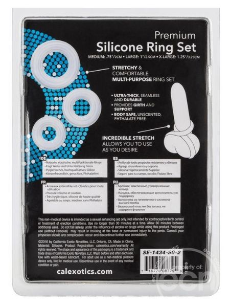 PREMIUM SILICONE COCK RING SET ( 3 PIECE SET ) - CLEAR