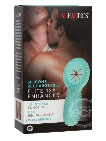 SILICONE RECHARGEABLE ELITE 12X ENHANCER COUPLR RING - BLUE