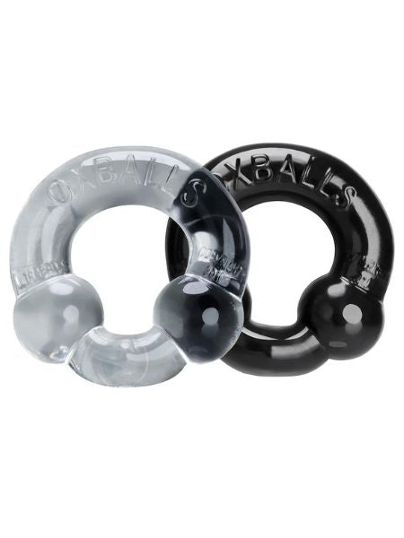 OXBALLS ULTRABALLS COCK RING SET ( 2 PACK )- BLACK AND CLEAR