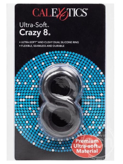 ULTRA-SOFT CRAZY 8 DUAL SILICONE COCK RING-BLACK