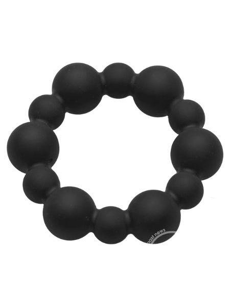 MASTER SERIES SHADOW SILICONE BEADED COCK RING - BLACK