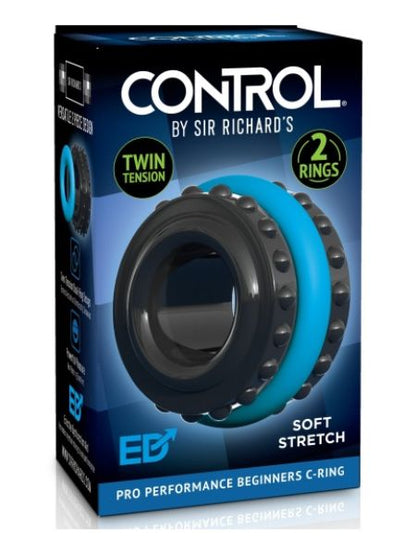 SIR RICHARD'S CONTROL PRO PERFORMANCE BEGINNERS COCK RINGS BLACK/BLUE