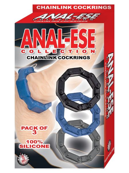 ANAL-ESE CHAINLINK COCK RINGD - BLACK/BLUE/GRAY