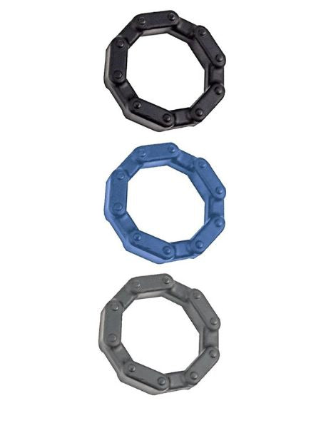 ANAL-ESE CHAINLINK COCK RINGD - BLACK/BLUE/GRAY