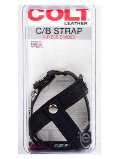 COLT LEATHER C/B STRAP H-PIECE DIVIDER COCK RING - BLACK